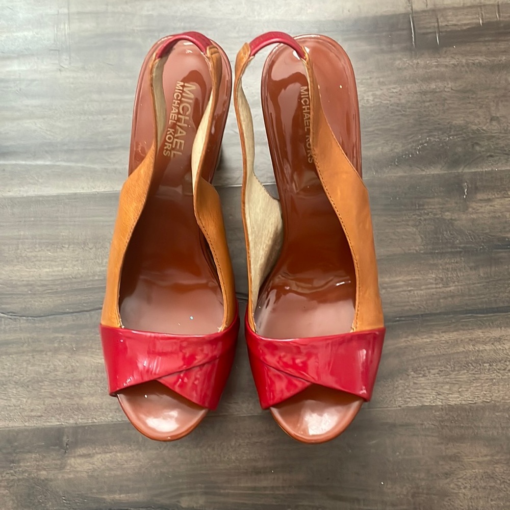 EUC, Michael Michael Kors Women’s Sz 8M Chunky Heels Platform Open Toe Sandals